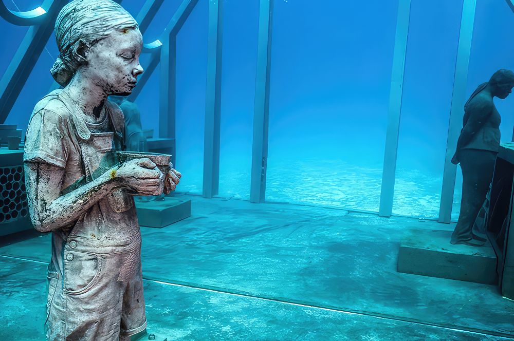 The Museum of Underwater Art (MOUA) with underwater sculptures