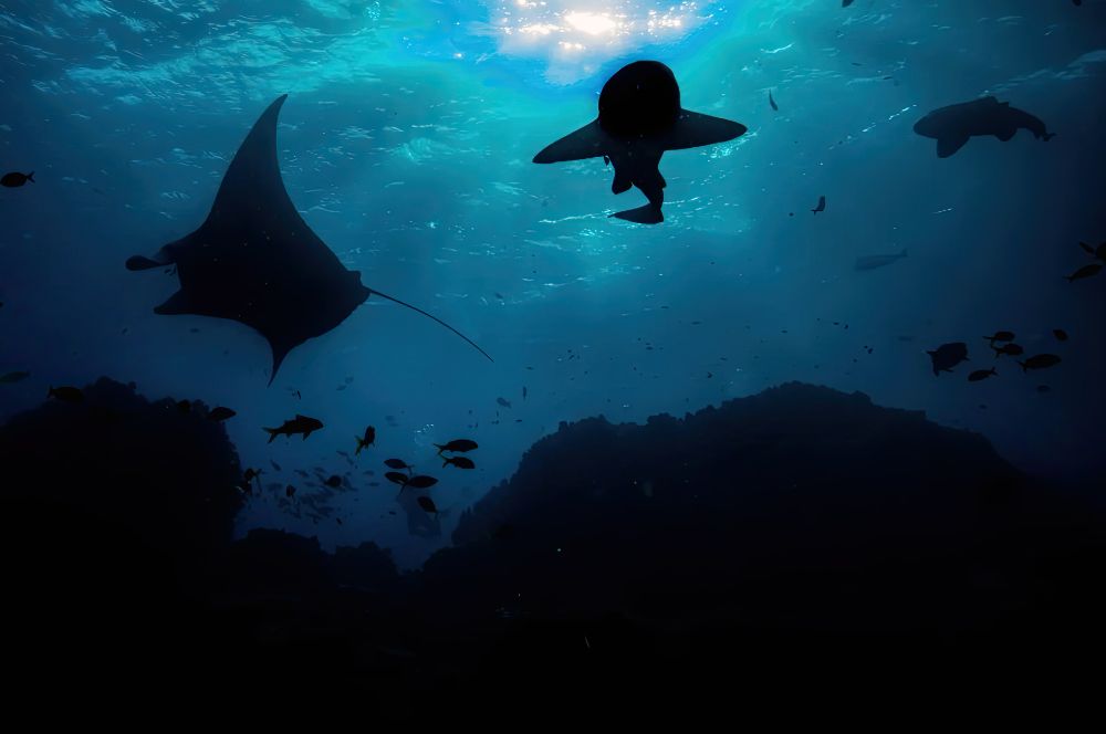 Manta rays during the warmer months