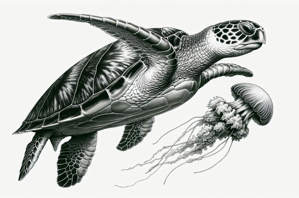 Illustration of sea turtle anatomy and adaptations